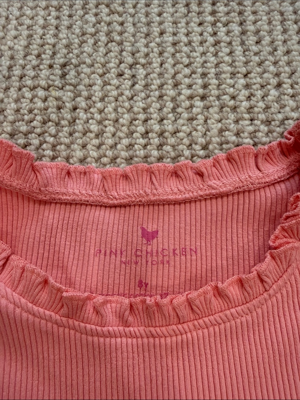 Pink Chicken Coral Pink Ribbed Ruffle Tank Top - Picture 2 of 3